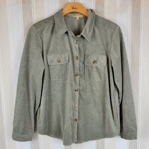 Democracy Corduroy Shacket Shirt Jacket‎ Green Size Large